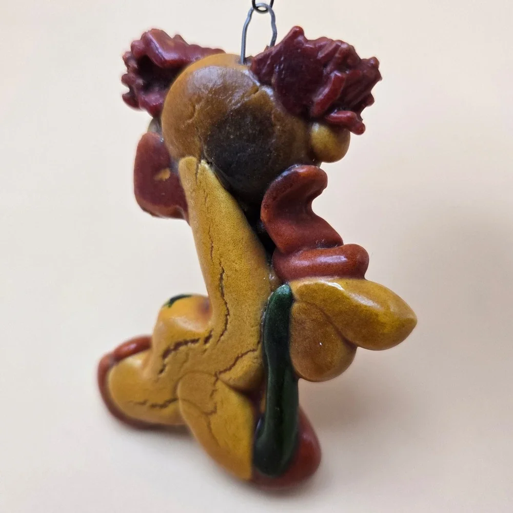 Vintage Clown Ornament Hand Painted Circus Decor Yellow Star Costume Collectible